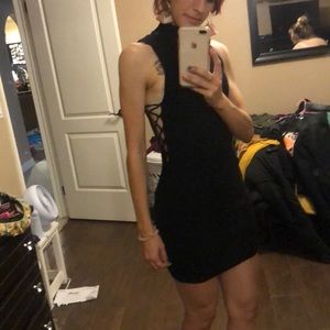 Hick Neck Black Ribbed Dress